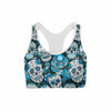 Blue Sugar Skulls Sports Bra